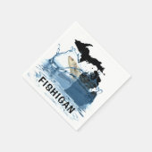 大きな魚とミシガンの州 スタンダードカクテルナプキン (角)