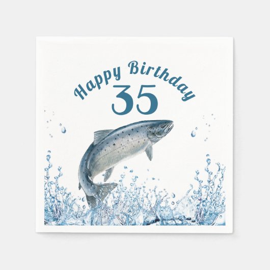 大きな魚の水の中 35歳の誕生日パーティー ナプキン スタンダードカクテルナプキン (正面)