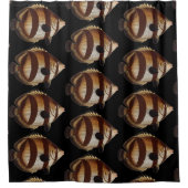 大きな魚の黒シャワーカーテン シャワーカーテン (正面)