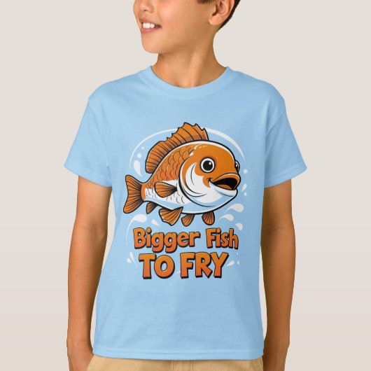 大きな魚を揚げる!!!男の子Tシャツ Tシャツ (正面)