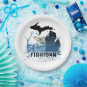 大きな魚を水に浸したミシガン州 ペーパープレート (パーティー)