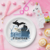 大きな魚を水に浸したミシガン州 ペーパープレート (パーティー)