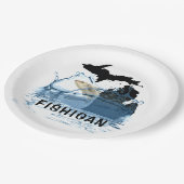 大きな魚を水に浸したミシガン州 ペーパープレート (アングル)