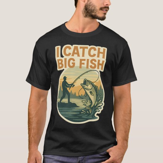 大きな魚を釣る Tシャツ (正面)