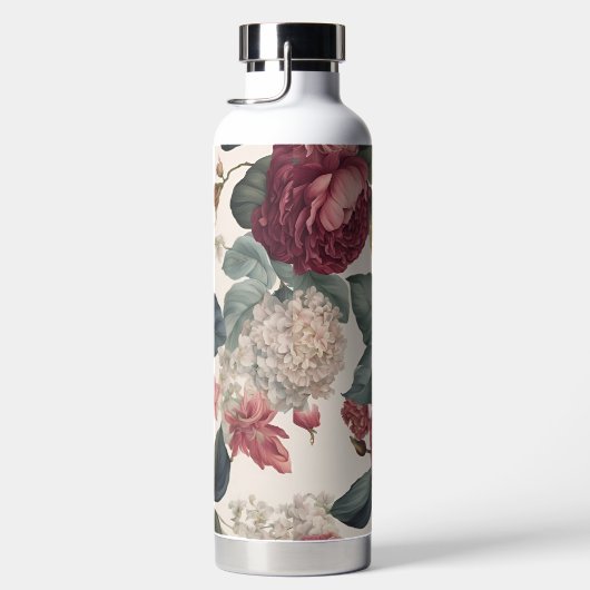 大きな鳩とピンクの牡丹 ウォーターボトル (右面)