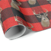 大きな鹿の頭を持つリュンバージャックプレイド ラッピングペーパー (ロールコーナー)