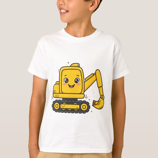大きな黄色いショベルカーTシャツ Tシャツ (正面)
