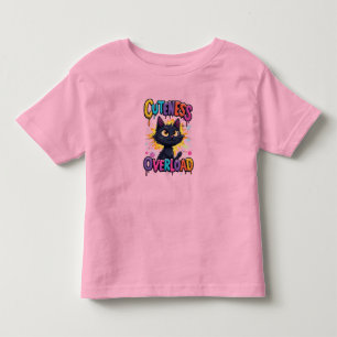 大きな黄色い目をしたかわいい黒猫 トドラーTシャツ
