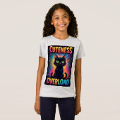 大きな黄色い目をしたかわいい黒猫 Tシャツ (正面フル)