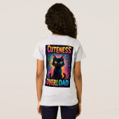 大きな黄色い目をしたかわいい黒猫 Tシャツ (裏面フル)