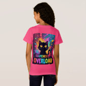 大きな黄色い目をしたかわいい黒猫 Tシャツ (裏面フル)
