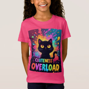 大きな黄色い目をしたかわいい黒猫 Tシャツ