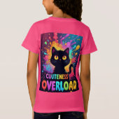 大きな黄色い目をしたかわいい黒猫 Tシャツ (裏面)