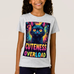 大きな黄色い目をしたかわいい黒猫 Tシャツ