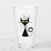 大きな黄色い目をした黒毛細い猫 タンブラーグラス (裏面)