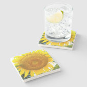 大きな黄色のひまわりフローラ ストーンコースター (横)