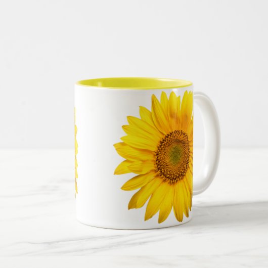 大きな黄色のひまわりマグ ツートーンマグカップ (正面右)