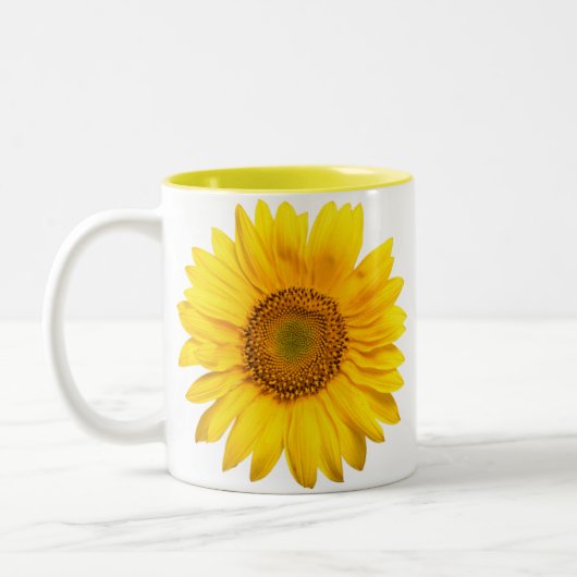 大きな黄色のひまわりマグ ツートーンマグカップ (左)