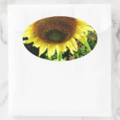 大きな黄色のひまわり 楕円形シール (バッグ)