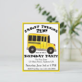 大きな黄色のスクールバス 子供の誕生日パーティー インビテーションポストカード (スタンド正面)