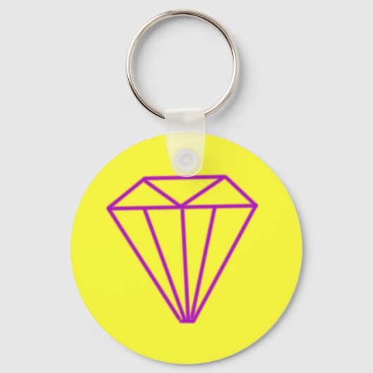 大きな黄色のダイヤモンドキーチェーン キーホルダー (正面)