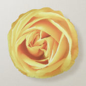 大きな黄色のバラプリント丸い枕 ラウンドクッション (裏面)