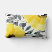大きな黄色の水色の花 ランバークッション (裏面)