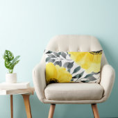 大きな黄色の水色の花 ランバークッション (椅子)