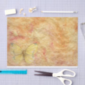 大きな黄色の蝶ピンクのライト金ゴールド背景 薄葉紙 (クラフト)