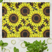 大きな黄金色のひまわり キッチンタオル (折り畳み)