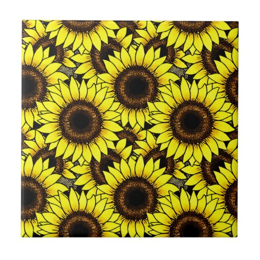 大きな黄金色のひまわり タイル (正面)