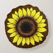 大きな黄金色のひまわり ラウンドクッション (裏面)