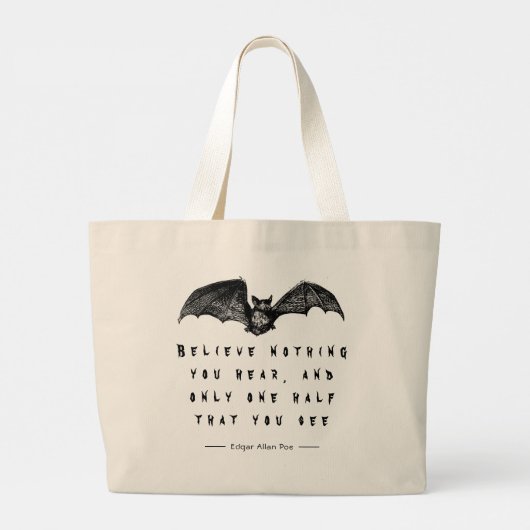 大きな黒いカラスまたはクロウハロウィンゴシック不気味 ラージトートバッグ (裏面)