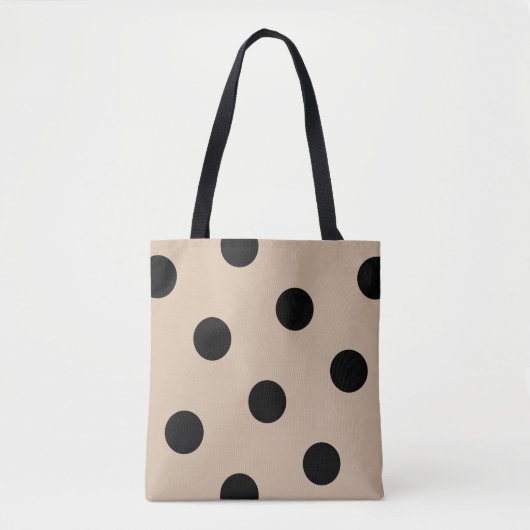 大きな黒い水玉模様パターン – カスタム色 トートバッグ (正面)