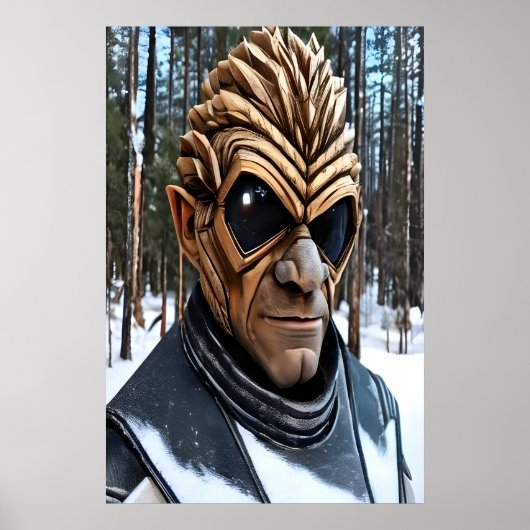 大きな黒い目をしたエイリアンのポートレート | AI Art ポスター (正面)