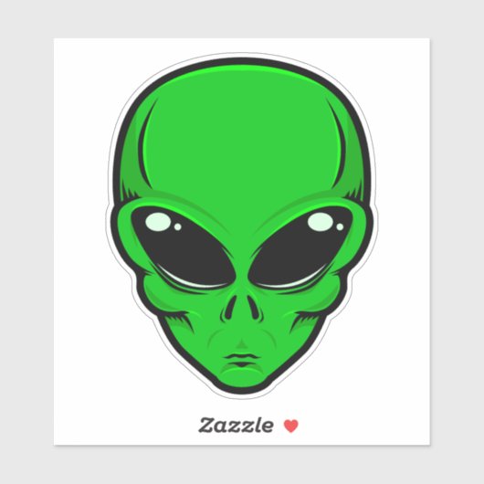大きな黒い目を持つ緑のエイリアンヘッド シール (シート)