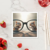 大きな黒い眼鏡を使って覗くチムンク スタンダードカクテルナプキン (インサイチュ)