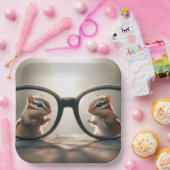 大きな黒い眼鏡を使って覗くチムンク ペーパープレート (パーティー)