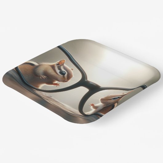 大きな黒い眼鏡を使って覗くチムンク ペーパープレート (傾斜あり)