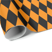 大きな黒とオレンジハーレクインラッピング紙 ラッピングペーパー (ロールコーナー)