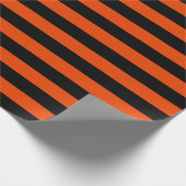 大きな黒と明るいオレンジ色のストライプ ラッピングペーパー (角)