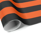 大きな黒と明るいオレンジ色のストライプ ラッピングペーパー (ロールコーナー)