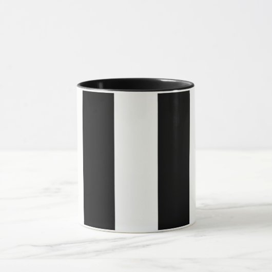 大きな黒と白のコーヒストライプのーマグ マグカップ (中央)