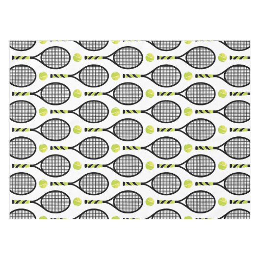 🎾大きな黒と緑のテニス🎾白 テーブルクロス (正面(横))