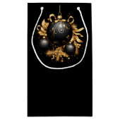 大きな黒と金のクリスマスオーナメント スモールペーパーバッグ (裏面)
