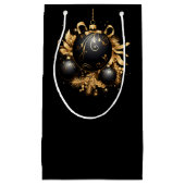 大きな黒と金のクリスマスオーナメント スモールペーパーバッグ (正面)