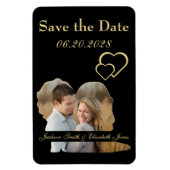 大きな黒と金ゴールド結婚の写真日付を保存 マグネット (縦)