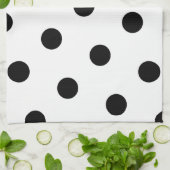 大きな黒の水玉模様パターンカスタム – 白の色 キッチンタオル (折り畳み)