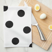 大きな黒の水玉模様パターンカスタム – 白の色 キッチンタオル (四つ折り)