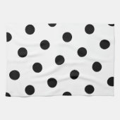 大きな黒の水玉模様パターンカスタム – 白の色 キッチンタオル (横)